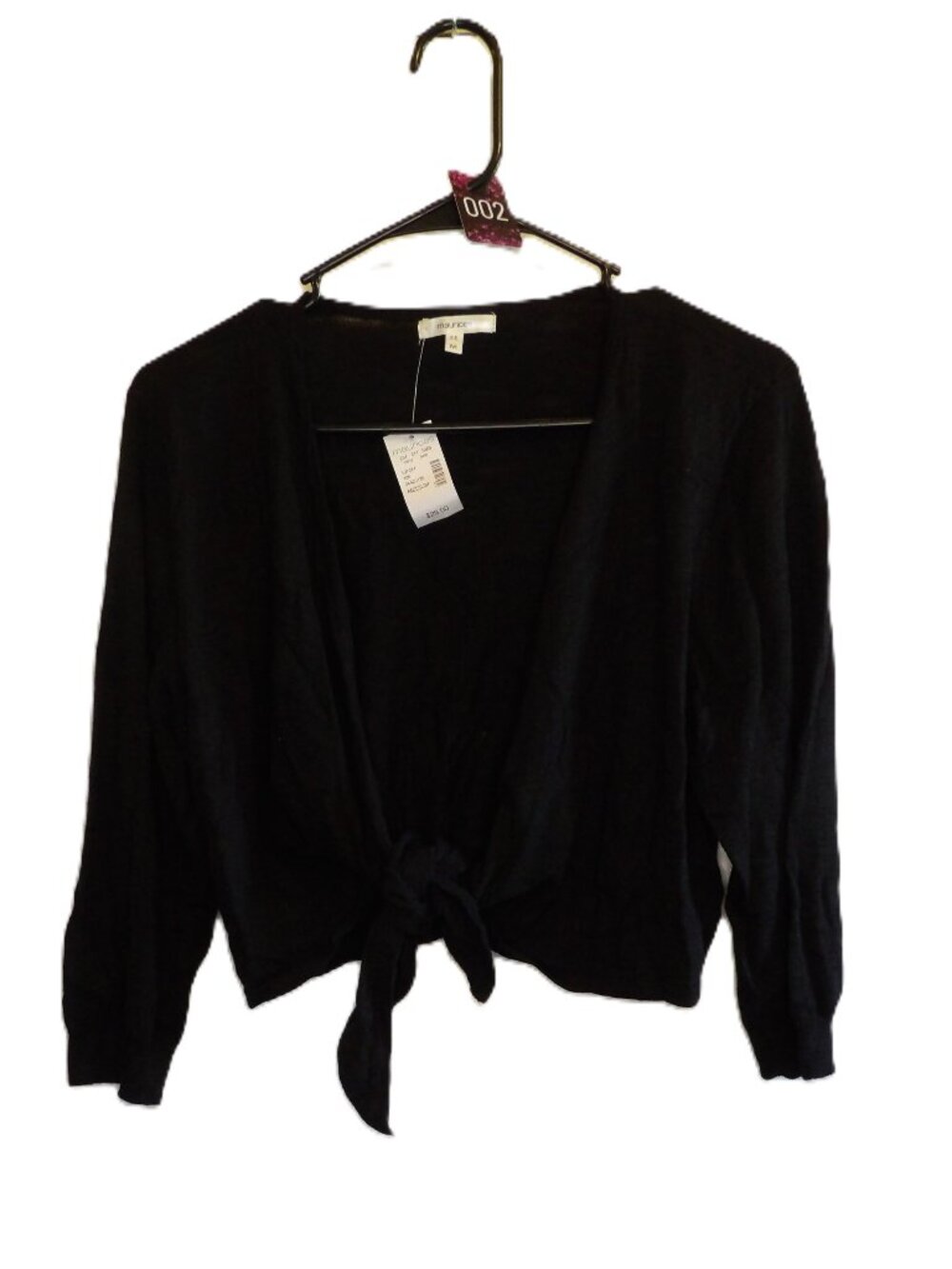 Maurices, NWT black short tie cardigan (Women's Medium)